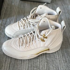Jordan White and Gold Sneakers with Minimalist Design